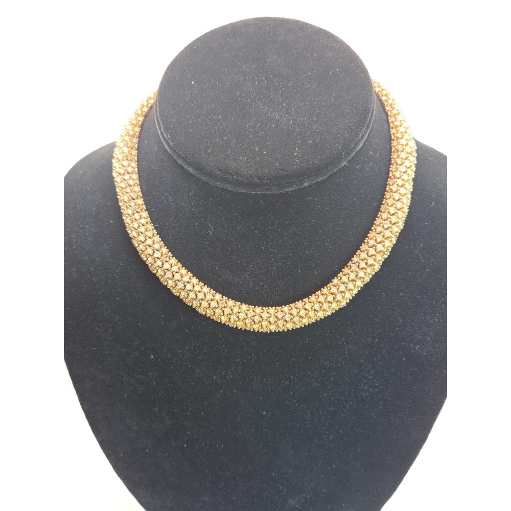Rare Vintage Signed CINER Gold Tone Clear Crystal Rhinestone 12"  Collar Choker